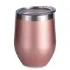 Vacuum Insulated Wine Tumbler with Lid Rose Gold, Double Wall Stainless Steel Stemless Insulated Wine Glass