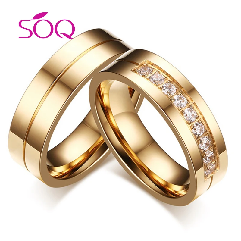 Подарок на день Святого Валентина 18 К золото 316L нержавеющая сталь алмаз обручальное кольцо для пары