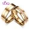 Valentine's day Gift 18k Gold 316L stainless Steel Diamond Wedding Ring for Couples
