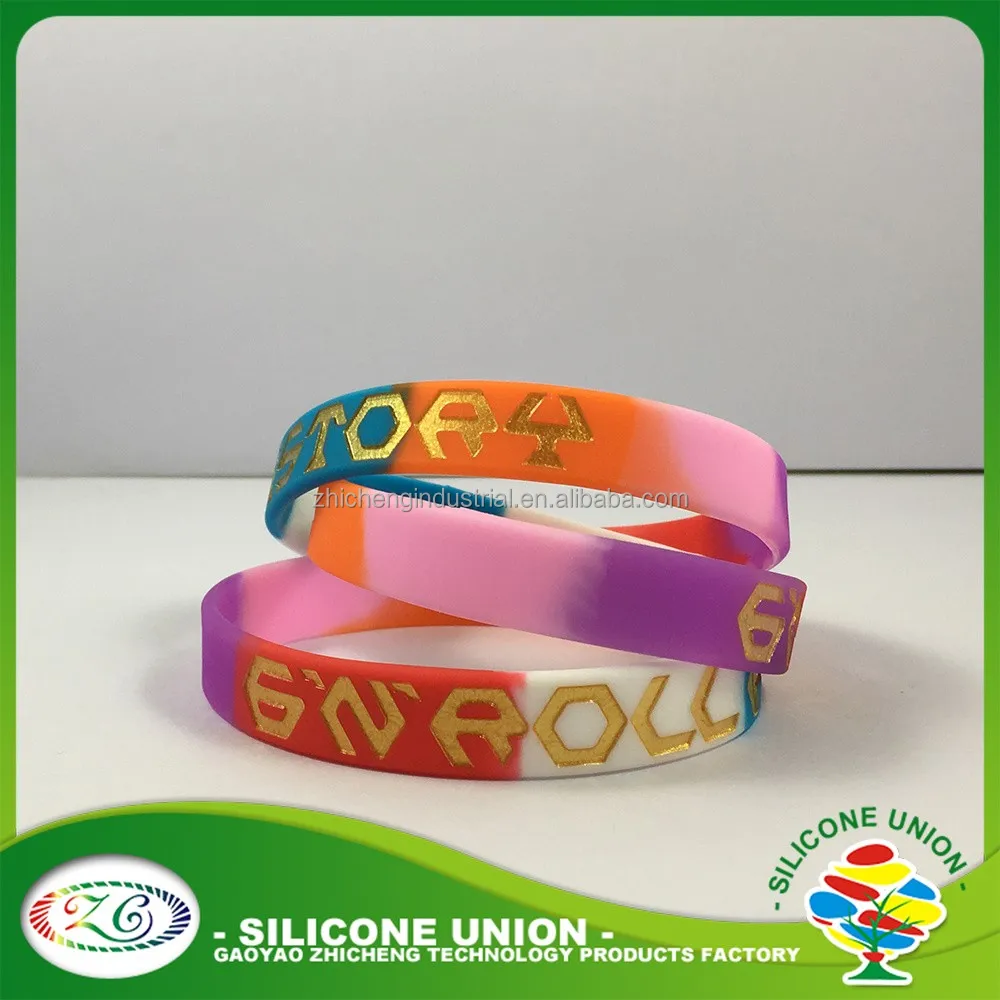 quality silicone screen printed shining slap wristband bracelet