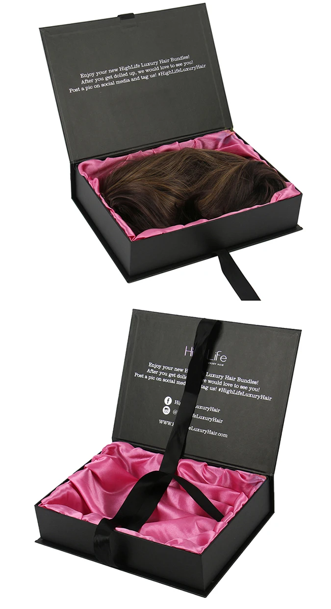 custom virgin weave bundle box hair extension packaging
