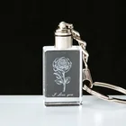 3D laser engraving crystal keychain new design glass keychain for wedding souvenir