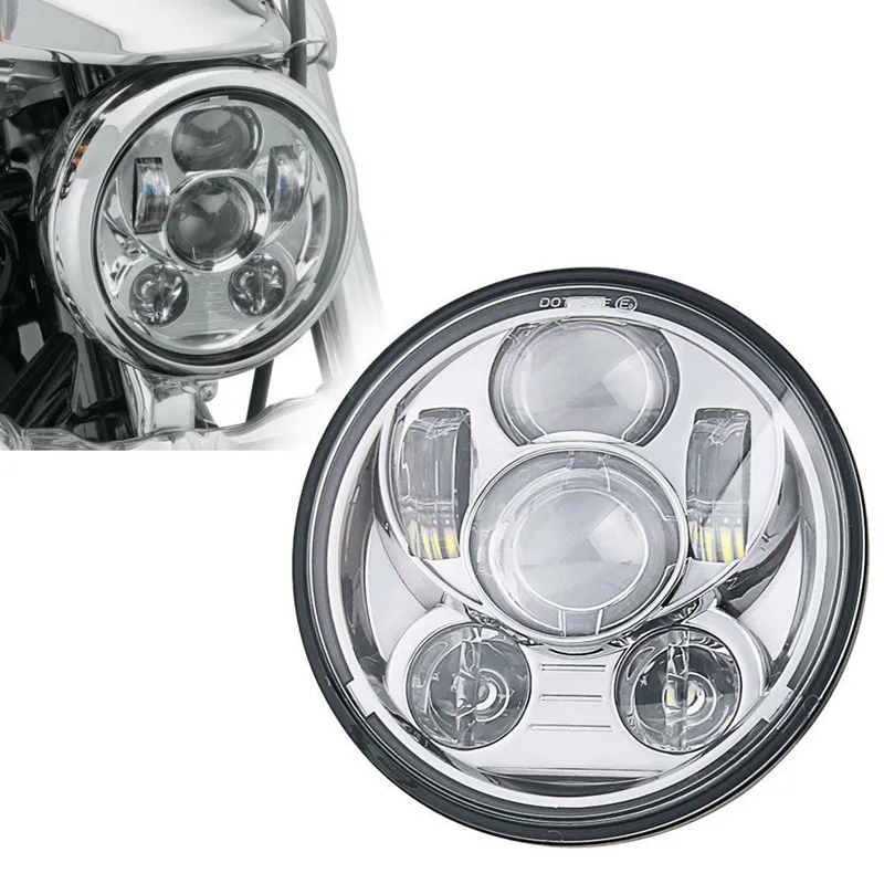 1pcs LED Headlight 5.75 inch Round Projection Daymaker Fr Harley Davidson
