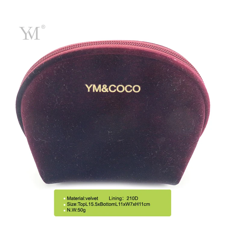 velvet small cute shell shape cosmetic bag coin pouch for gift
