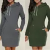 2018 Autumn Winter Women Straight Casual Dress Female Long Sleeve Hooded Pockets Mini Dresses Plus Size 5XL