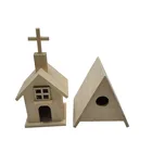 Wholesale church shape outdoor decoration bird cage bird wooden cage