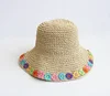 Flower female wild summer sun travel sun protection bucket folding handmade straw hat