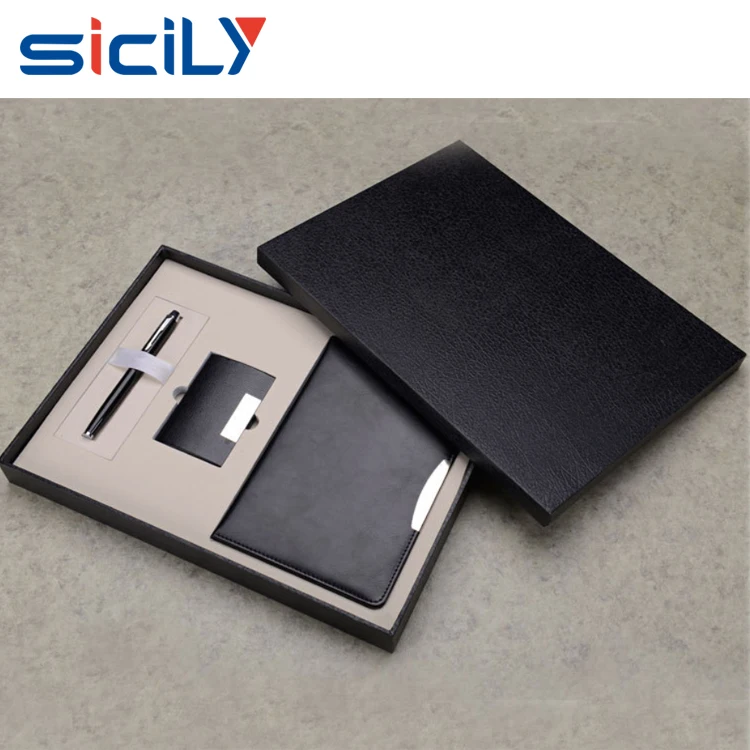pu leather notebook name card holder ballpen,luxury gift set for