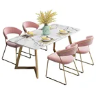 Nordic modern simple elegant dining room sitting room rectangular marble table chair set