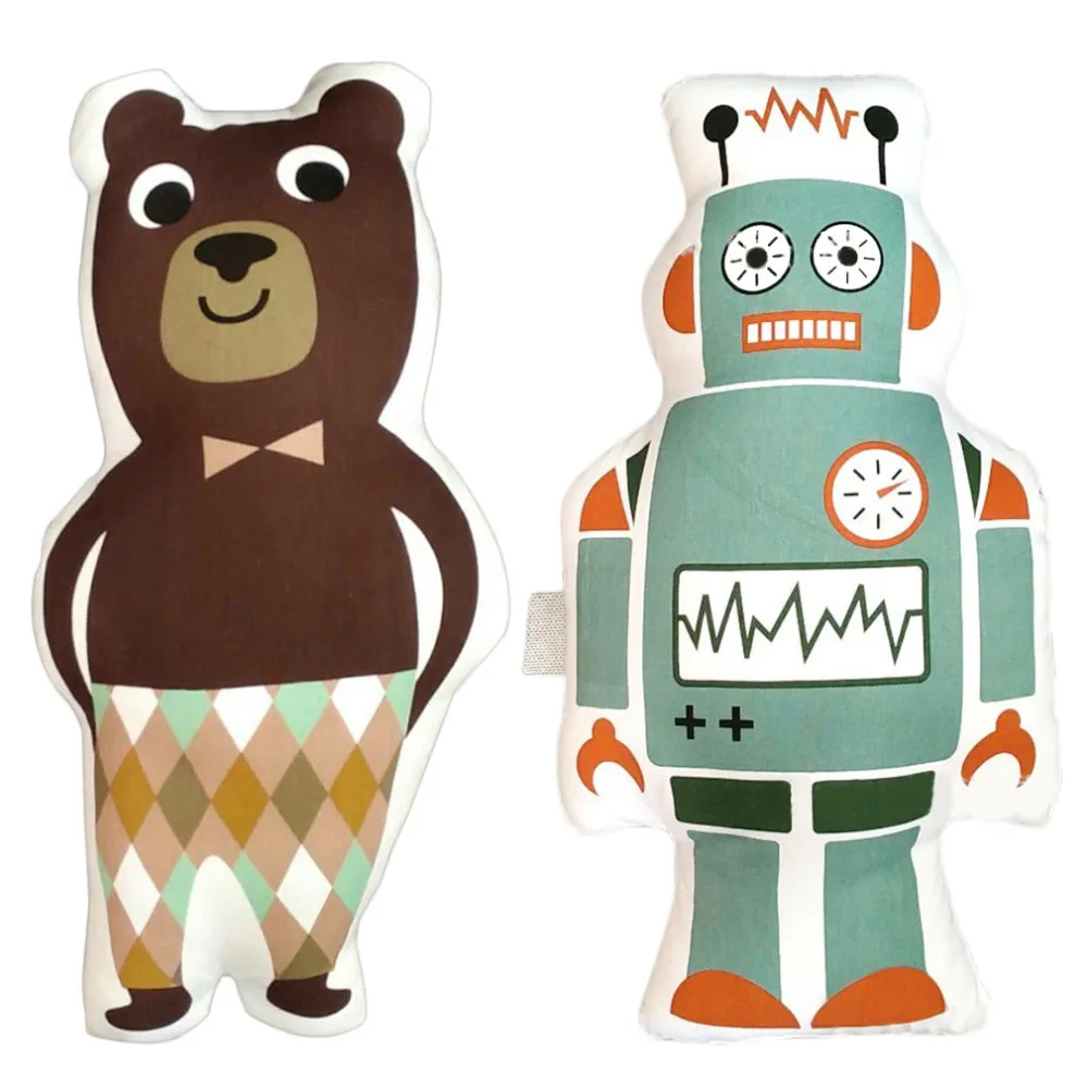 2016 Hot Sale Children Baby Robot/Bear Cartoon PP Cotton Safe Comfortable Touch Pillow Northern European Style Home Decoration