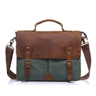 Custom high quality vintage leather canvas messenger bag