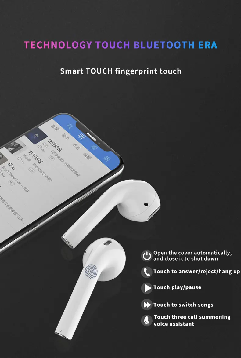 i100 Tws Waterproof Sensor Tap Touch control Casque Bluetooth 5.0 Wireless Earphone Support Wireless Charging - ANKUX.COM