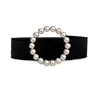 Fashion Black Velvet PU Crystal O-Ring Buckle Hip Belt