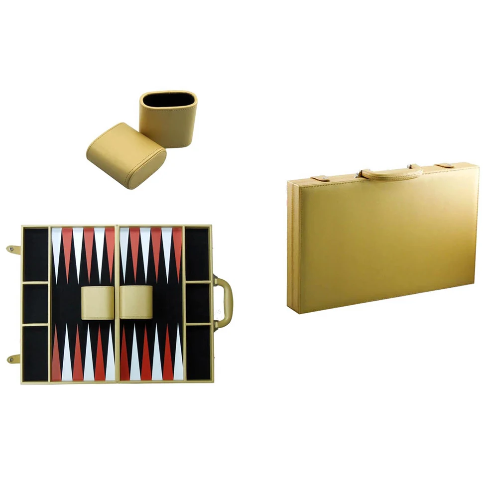Luxurious rectangle portable leather backgammon dividers in snap