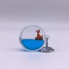 Souvenir Gifts Round Liquid Floating Keychain with Kangaroo Plastic Key Chain