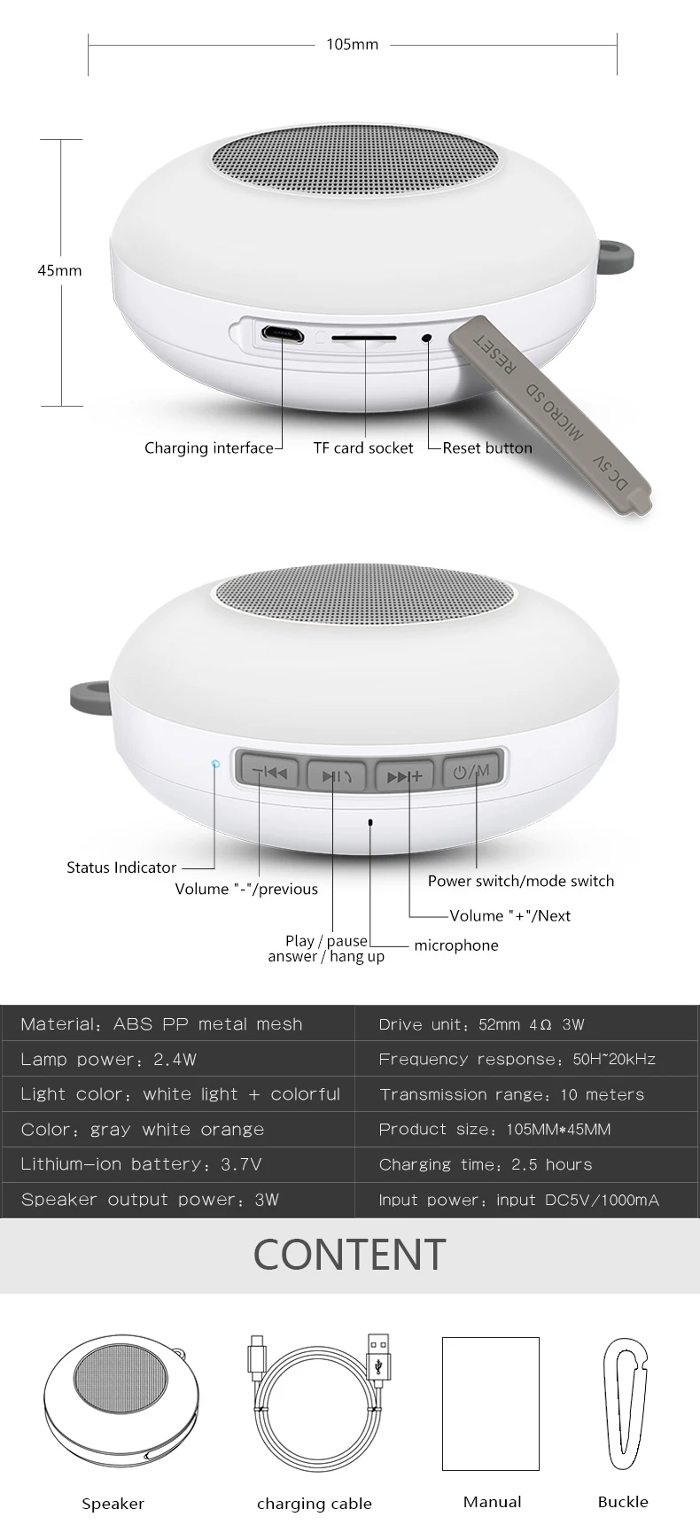 Super Bass Handsfree Mini Portable Bluetooth Speaker Waterproof Outdoor Music Box with Handle - ANKUX.COM