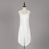 Summer Seasonal Custom Brand Newly Arrival Girls White Strap Adjustable Buttons Up U Neckline Casual Dress with Lining Fabric