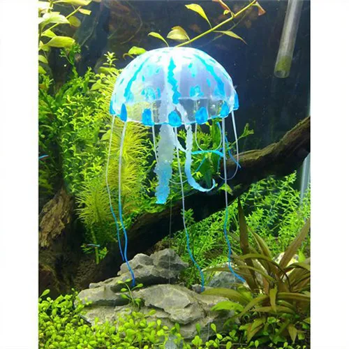 5Pcs/lot Beautiful Blue Glowing Effect Artificial Jellyfish for Aquarium Fish Tank Ornament Swim Pool Bath Decoration