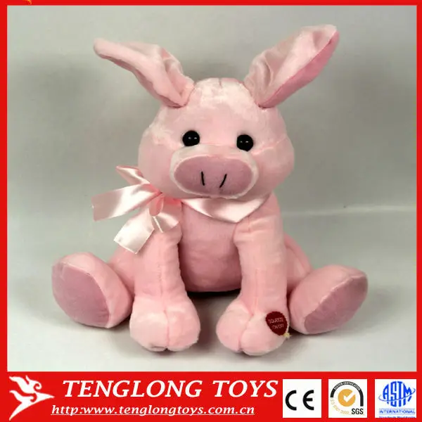 gift for children plush pink pig toy money savng pot with a silk