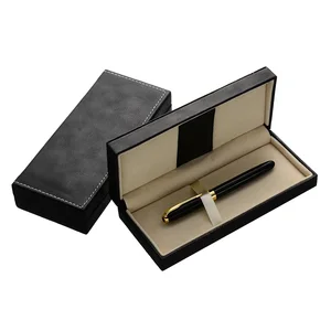 business gift set luxury pu box with gold clip liquidly ink
