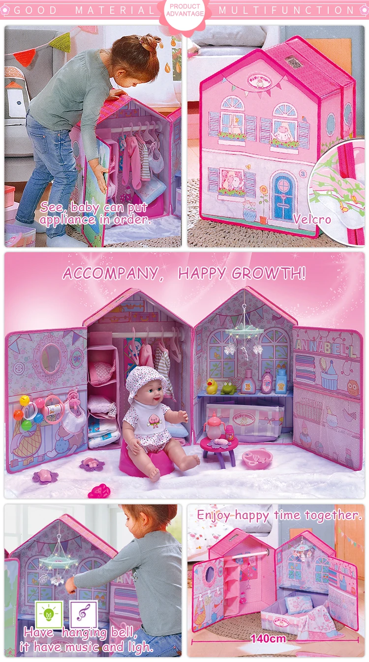 Full set of villa doll house diy miniature accessories with light and music cute baby reborn dolls for sale