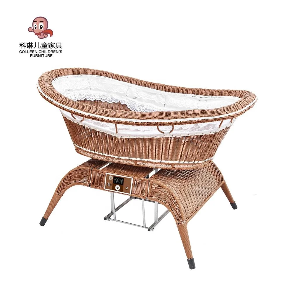 06s Rattan Baby Cot Electric Intelligent Voice Activated Automatic