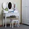 French Style Bedroom With Mirrors Hand Carved Wood Dressing Table