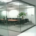The clamp frame Folding Movable Tempered Sliding Door Office Glass Partition Walls