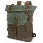 High quality leather & canvas design backpack