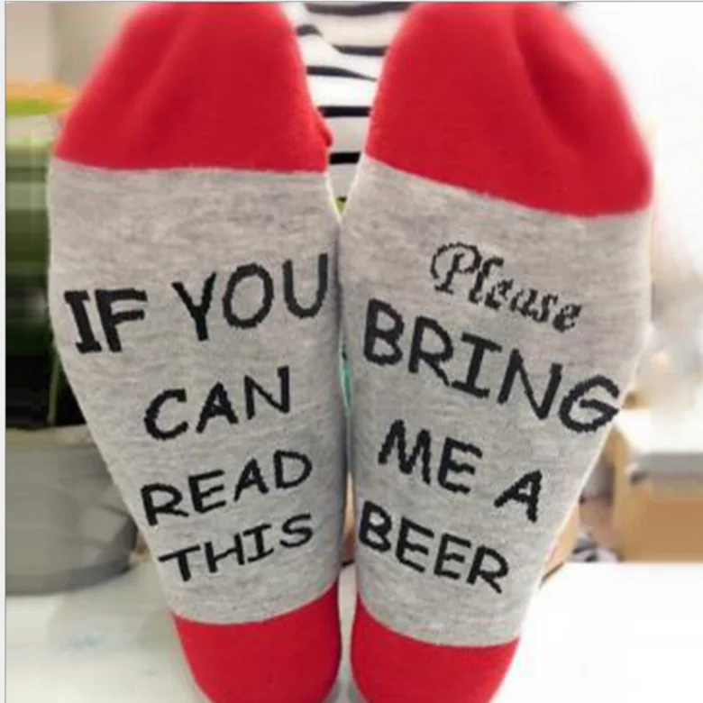 Benutzerdefinierte Bringen Mich männer lustig Druck bier wenn sie dies lesen können, Socken
