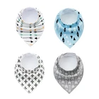 2018 Custom wholesale absorbent organic 100% cotton cute printed baby bandana drool bibs for toddler