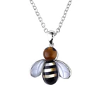 Fancy natural shell silver charm bee pendant