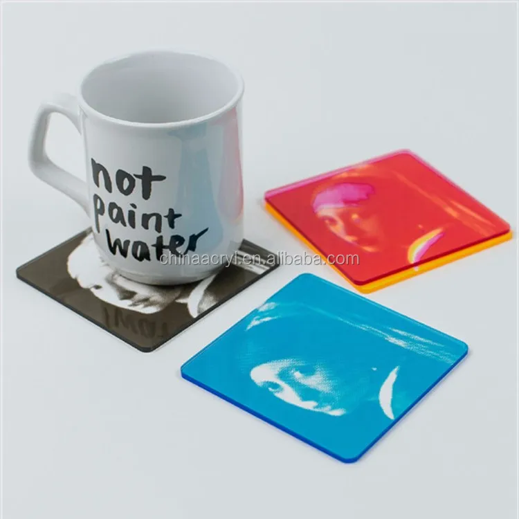 home decor custom shape printing pattern acrylic cup coaster