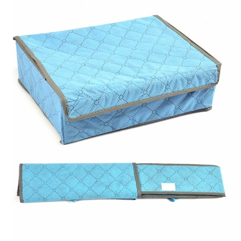 Household Home Storage Box Bamboo Charcoal Underwear Zakka Boxes Gaveta Organizador Bsket With A Cover 16 Cell Socks Organizer