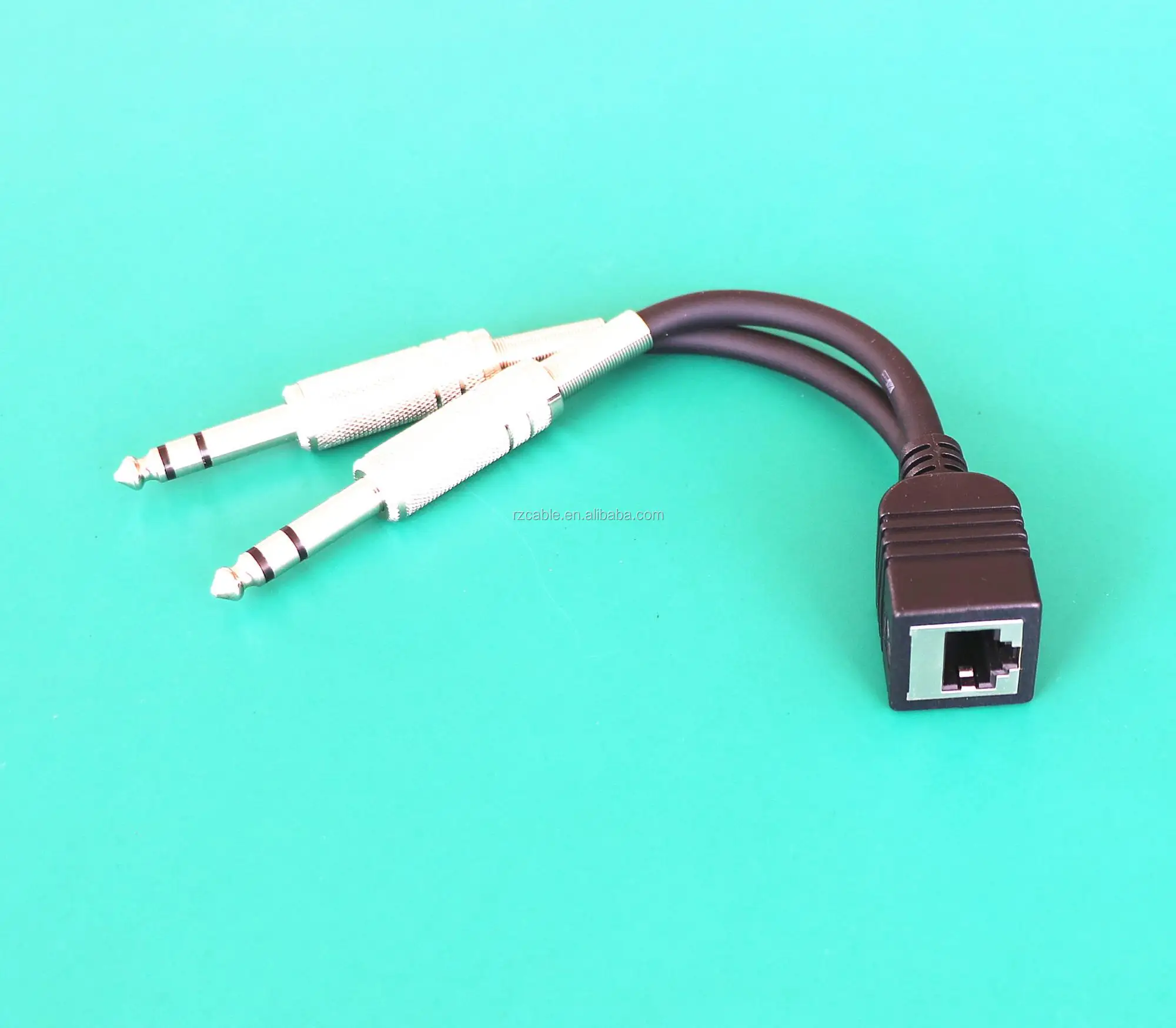 RJ-45 Female to 1/4" TRS 6.3mm Jack plug adapter Cable - ANKUX.COM