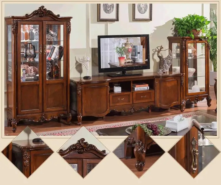 Antique High Living Room Wooden furniture lcd TV Stand set 10285