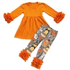 New design Halloween lion print baby clothes Wholesale baby girl long sleeve icing ruffle sets