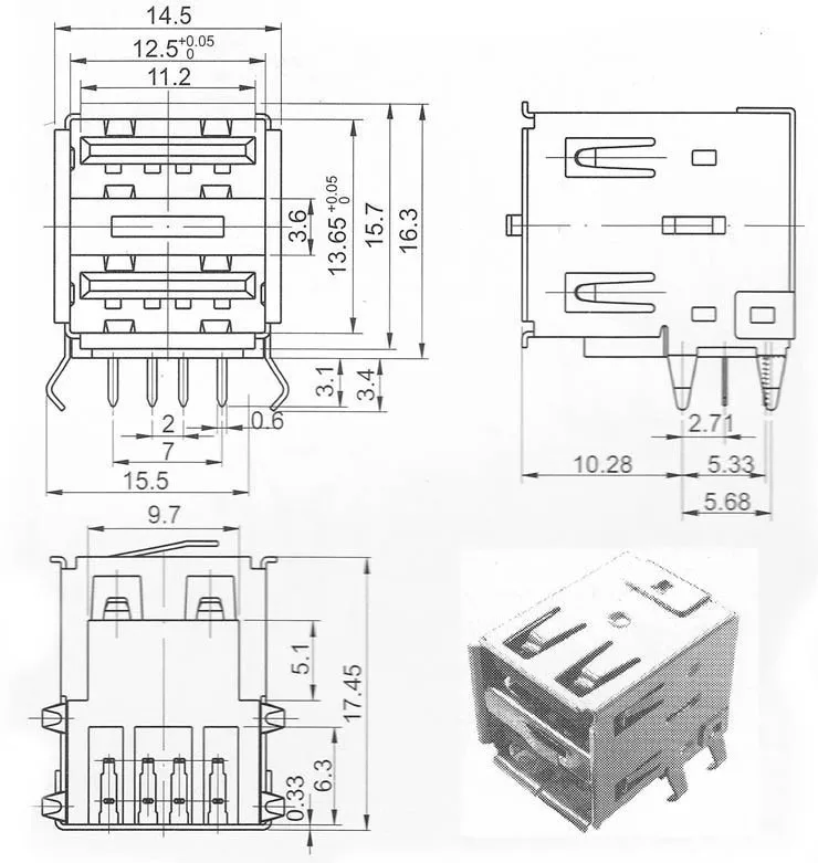 Usb slot dimensions