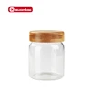 Clear Wide Mouth Glass Storage Jar With Wood Lid
