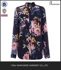 fashion latest floral printed chiffon lady shirts