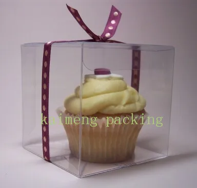食品グレード クリア pet ケーキ箱、 カップ ケーキ ボックス付き リボン 、 ケーキ ボックス で挿入仕入れ・メーカー・工場