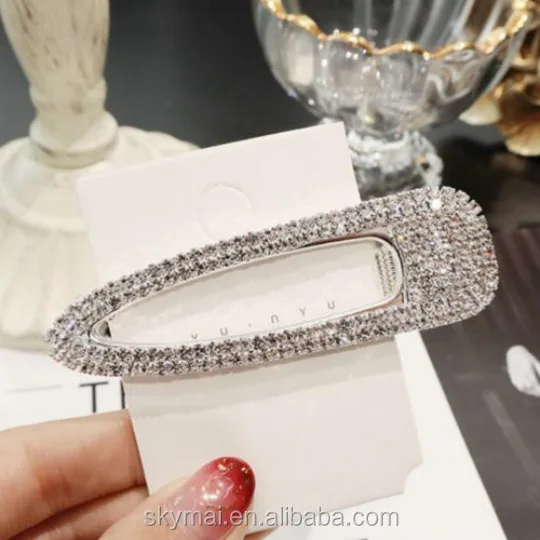 INS fashionable Korea rhinestone duckbill clip full diamond crystal hair pin clip pearl hairpin women & girls