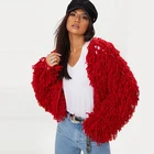 Warm knitting shaggy white cardigan Women sweater soft black female jacket coat Autumn winter hairy faux fur coat