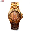 Latest design date or day display walnut zebra wood watch fancy lady wooden watches