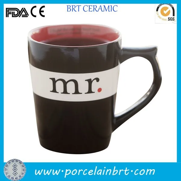 and black inside red valentine gift ceramic mr & mrs mug