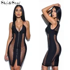 2018 bodycon see through black lace hot sexy transparent club ladies dress