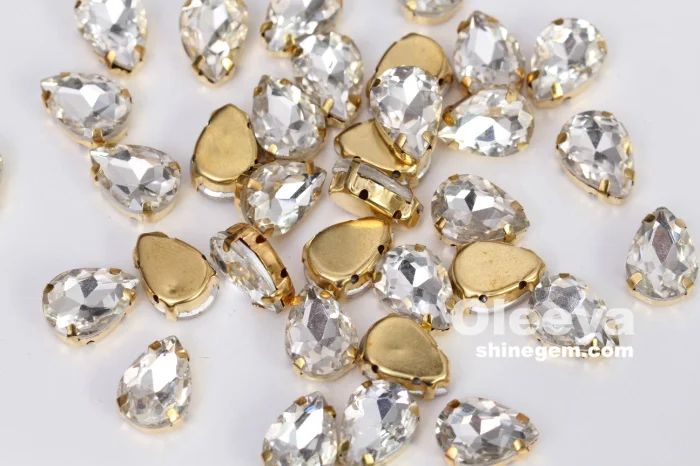 factory wholesale crystal 13x18mm droplet black diamond fancy