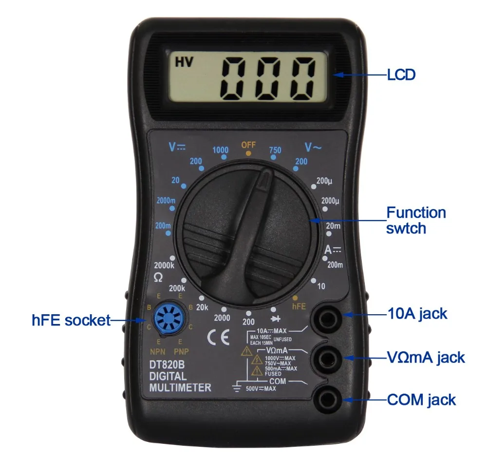 手持式数字万用表 dt820b