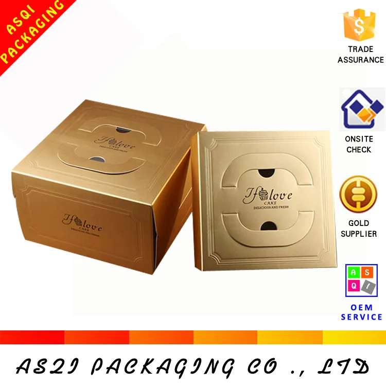 made luxury food grade golden cardboard wedding cake gift box