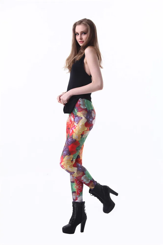 Free shipmentDrop Ship Fitness Legging Printed Women Delicious Candy Leggins Digital Printing Food Leggings Fashion Girls Punk P